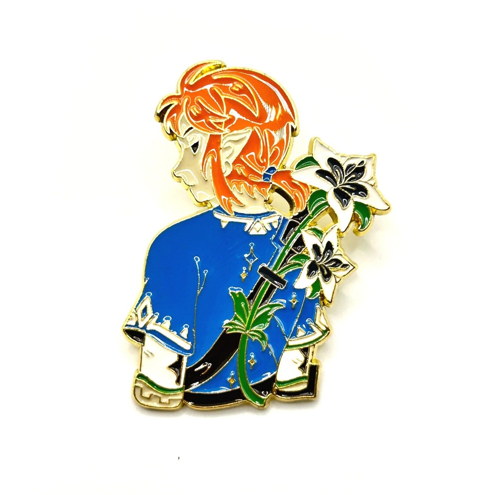 Link Legend of Zelda Enamel Pin Unisex OS Blue Silent Princess Flower Accessory